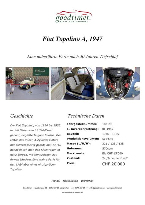 Fiat Topolino Datenblatt 